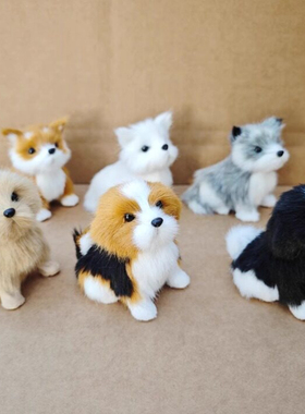 仿真哈士奇萨摩耶白色小狗摆件