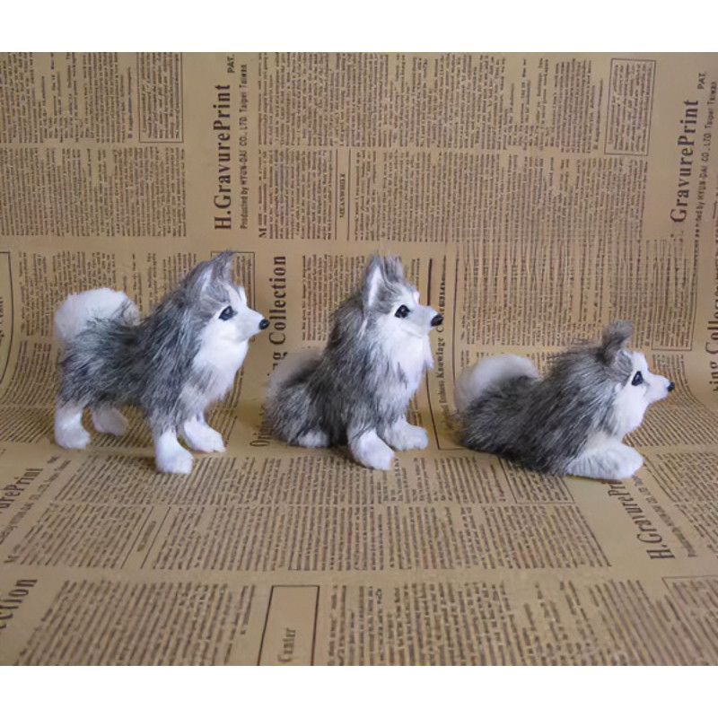 仿真哈士奇摆件皮毛工艺品