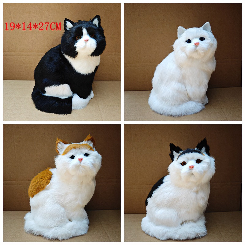 仿真动物猫创意装饰摆件 仿真猫模型 蹲猫波斯猫花猫蹲猫大号猫咪