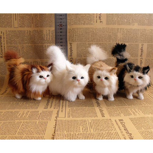 仿真猫咪动物摆件兔皮毛工艺品