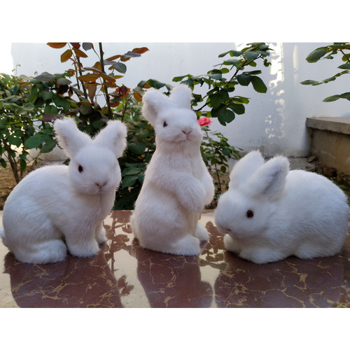 仿真兔子白兔玉兔动物皮毛工艺品