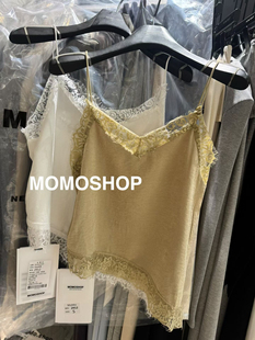 东大门2026春季新款时髦蕾丝花边V领不规则吊带背心女无袖上衣潮