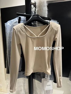 设计感圆领镂空磨毛长袖T恤女2025秋冬修身显瘦百搭打底衫上衣潮