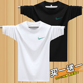 体恤秋衣打底衫 100%棉长袖 t恤男圆领宽松潮牌ins印花内搭上衣男士