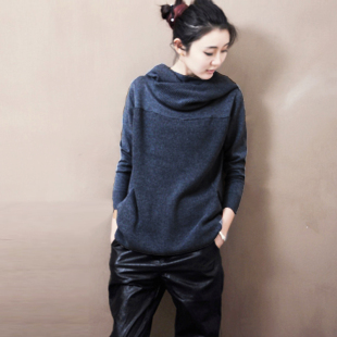 女打底 斯琴无味显瘦加厚连帽套头毛衣纯棉百搭针织衫 天天特价