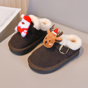 女童休闲雪地拖加绒加厚2025年冬季 儿童勃肯保暖女孩东北棉拖 新款
