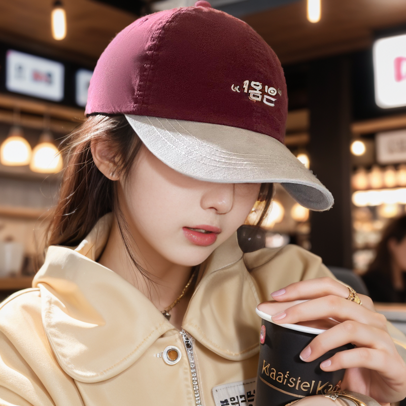 美式复古拼色帽子女百搭