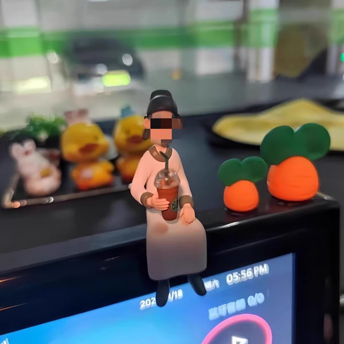 喝咖啡李白摆件中控台副驾驶装饰