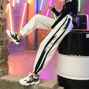 ins运动裤女哈伦裤原宿bf风hiphop学生韩版潮宽松薄款束脚休闲裤
