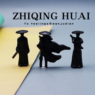 独立盲袋江湖黑衣人剑侠客武侠武林中人一套车载摆件玩具公仔模型
