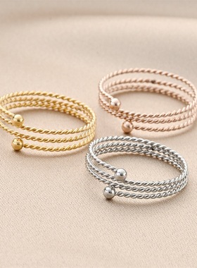 开口钛钢戒指女简约活口