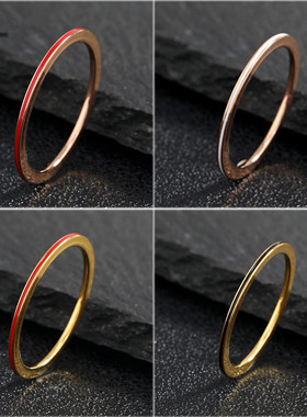 1mm极细滴油钛钢戒指钛钢