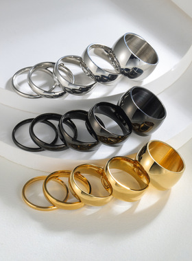 跨境不锈钢弧形光面戒指指环2mm4mm6mm8mm12mm炉内真空电镀不