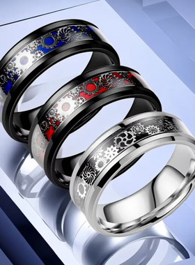 个性齿轮年轮时尚戒指