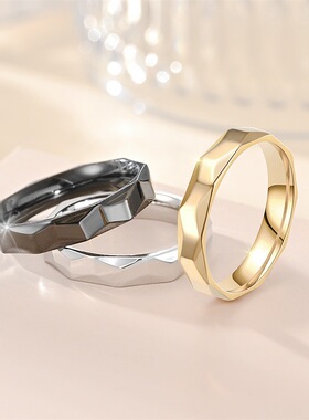 素圈菱形钛钢戒指时尚