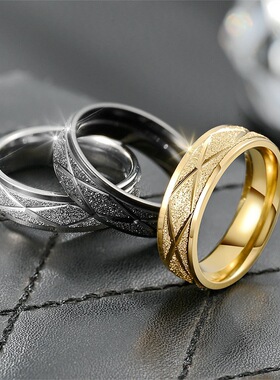 欧美跨境爆款钛钢戒指 高级感小众情侣磨砂戒指希音亚马逊手饰品