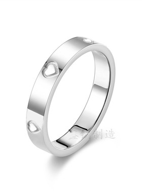 精雕爱心形不锈钢戒指 欧美热卖小众轻奢情侣对戒 不掉色钛钢指环