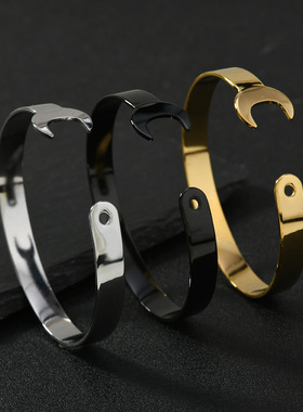 欧美热销钛钢C形手镯 时尚创意扳手手镯开口可调节手环不锈钢饰品