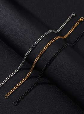 不锈钢NK链手链黑色金色钢色