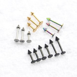 钛钢平底T形尖锥哑铃耳骨钉耳钉唇钉小耳朵钉男女不锈钢耳环潮
