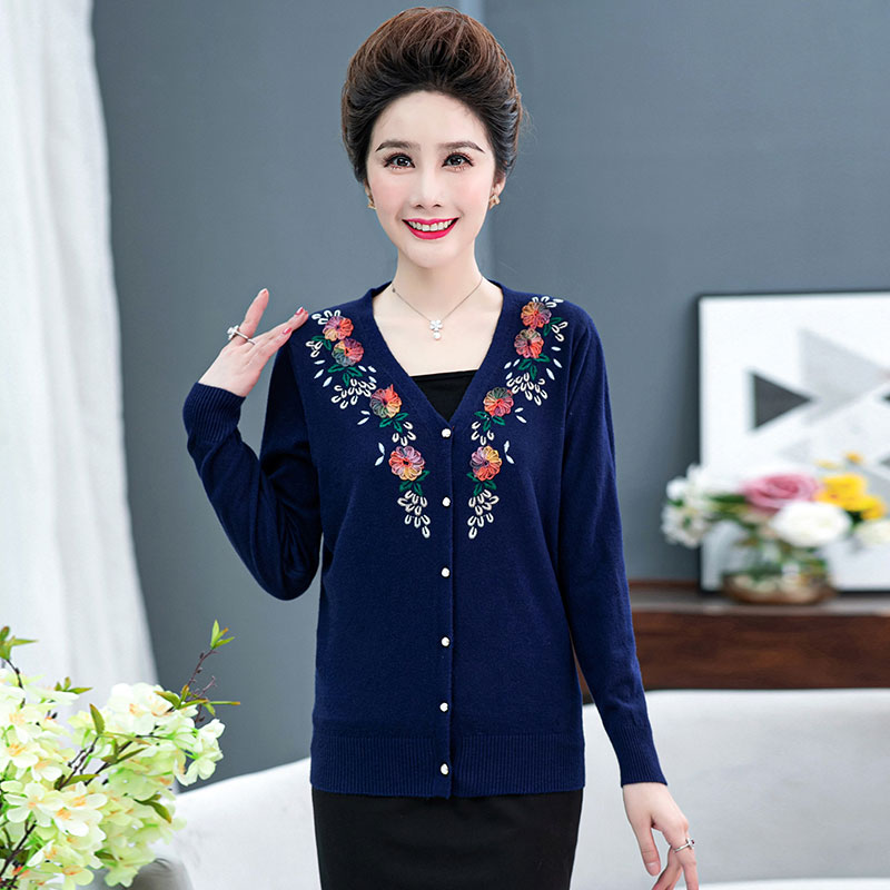 40-50岁中年妈妈装春秋长袖打底衫中老年女装秋装新品针织开衫