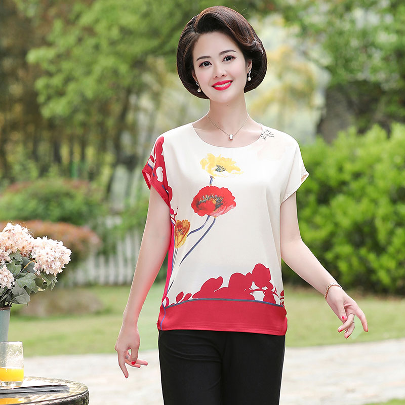 中老年女装夏装新款套装中年女士妈妈装短袖时尚上衣裤子两件套