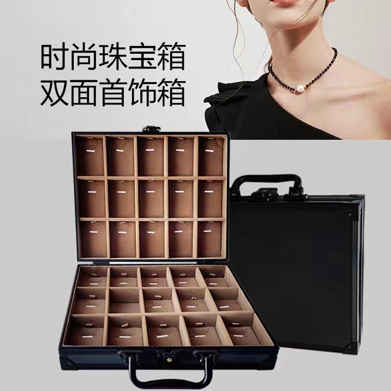 首饰箱盒子皮箱戒指吊坠项链挂件手串手镯翡翠文玩收纳展会示携带