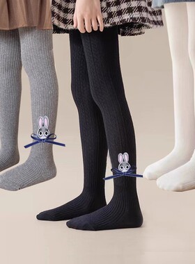 女童秋装纯棉新款连体裤袜弹力紧身朱迪兔子警官加绒秋冬打底裤子