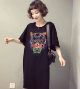 Authentic 2019 hè mới ba cao Tianxian lady đầu hổ thêu dài thả lỏng thể thao ngắn tay - Trang phục thể thao