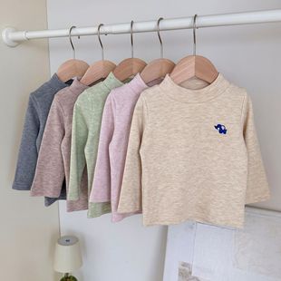 男女宝宝长袖内搭高领暖和秋冬季韩版童装儿童打底衫加绒保暖衣