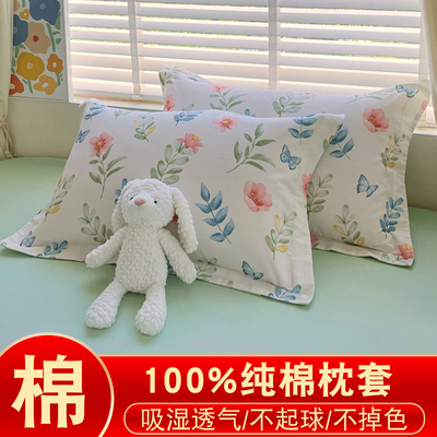 卡通纯棉水洗棉枕套A类一对家用100全棉枕芯套学生单人内胆保护套
