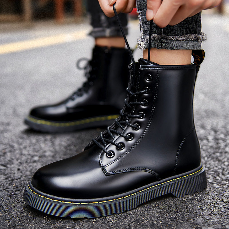 MARTIN BOOTS MENS HIGH TOP MENS SHOES SUMMER MENS BLACK YOUTH WATERPROOF BIKER BOOTS BRITISH CARGO BOOTS