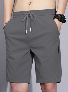 男夏外穿速干短裤士季五分裤黑色冰丝透气健身训练裤子跑步舒适裤