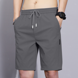 子跑步舒适裤 男夏外穿速干短裤 黑色冰丝透气健身训练裤 五分裤 士季