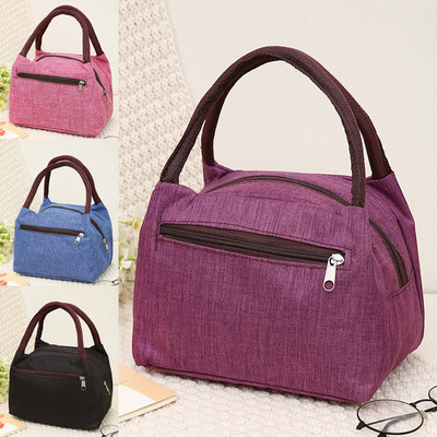 手提包饭盒包加厚防水女包手提便当包带饭包帆布饭盒袋子小布包包