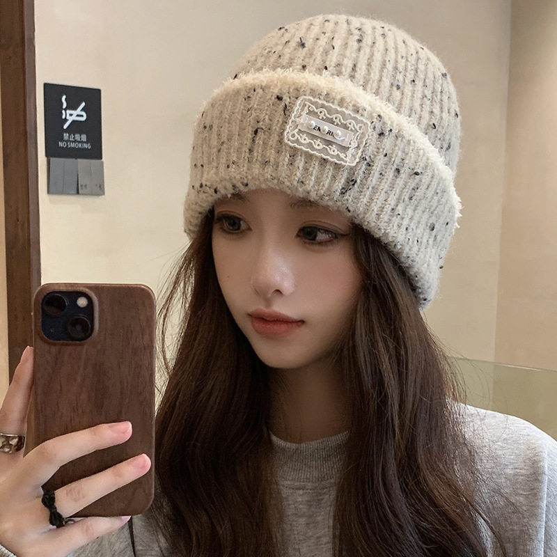 韩系针织帽女秋冬季显脸小甜美可爱毛线帽大头围加厚保暖护耳帽子