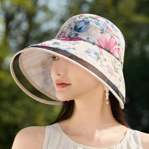 夏季防晒凉帽中老年帽子女中年妈妈遮阳夏天太阳帽老人奶奶渔夫帽