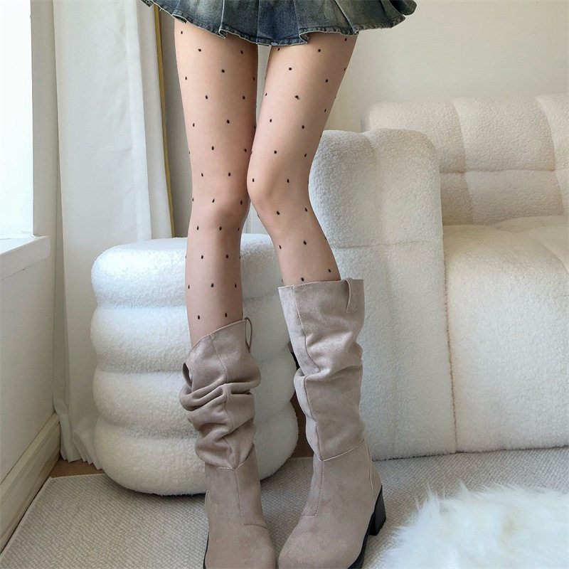 波点丝袜0D超薄连裤袜女高透提花白丝圆点显瘦打底袜黑丝光腿神器