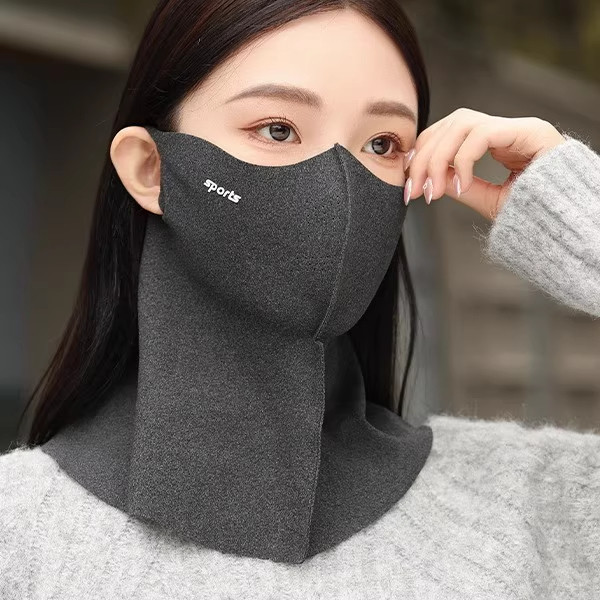 秋冬季口罩女高颜值骑车防风防寒防晒无痕脸罩护颈德绒厚保暖面罩