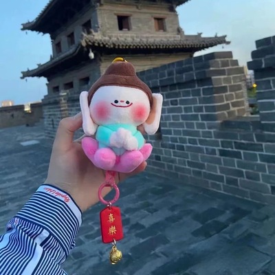 【正版】云冈石窟文创佛小伴莲花合什小佛车挂件包挂件毛绒钥匙扣