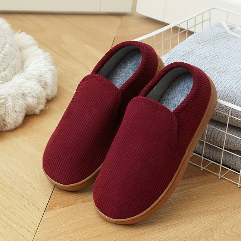 大码加绒保暖包跟棉拖鞋女冬季新款防滑牛筋底加厚中老年人棉鞋男
