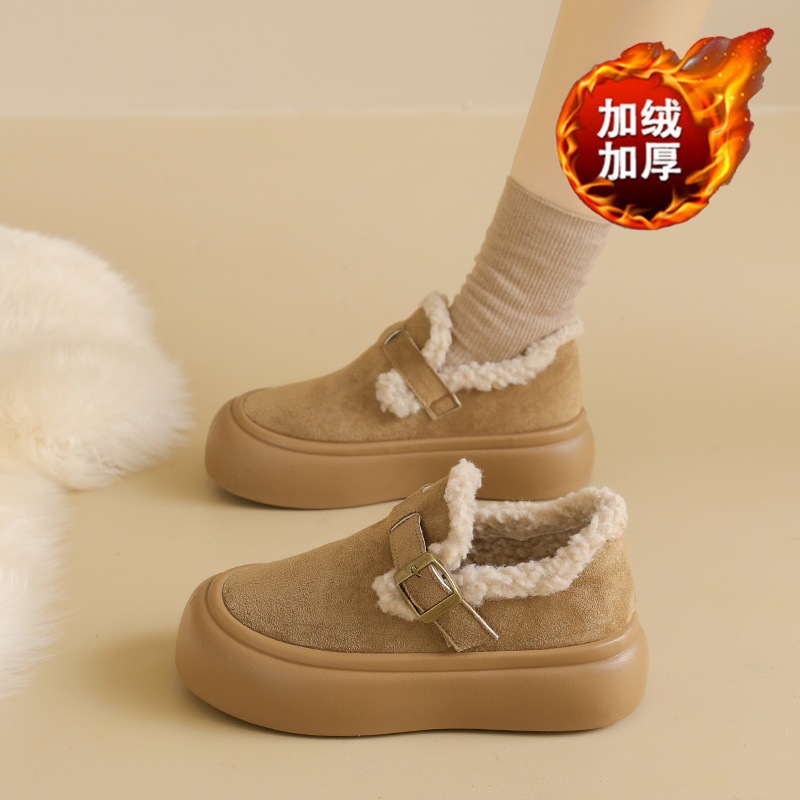 厚底勃肯鞋女冬季加绒加厚保暖二棉鞋网红爆款雪地靴一脚蹬懒人鞋