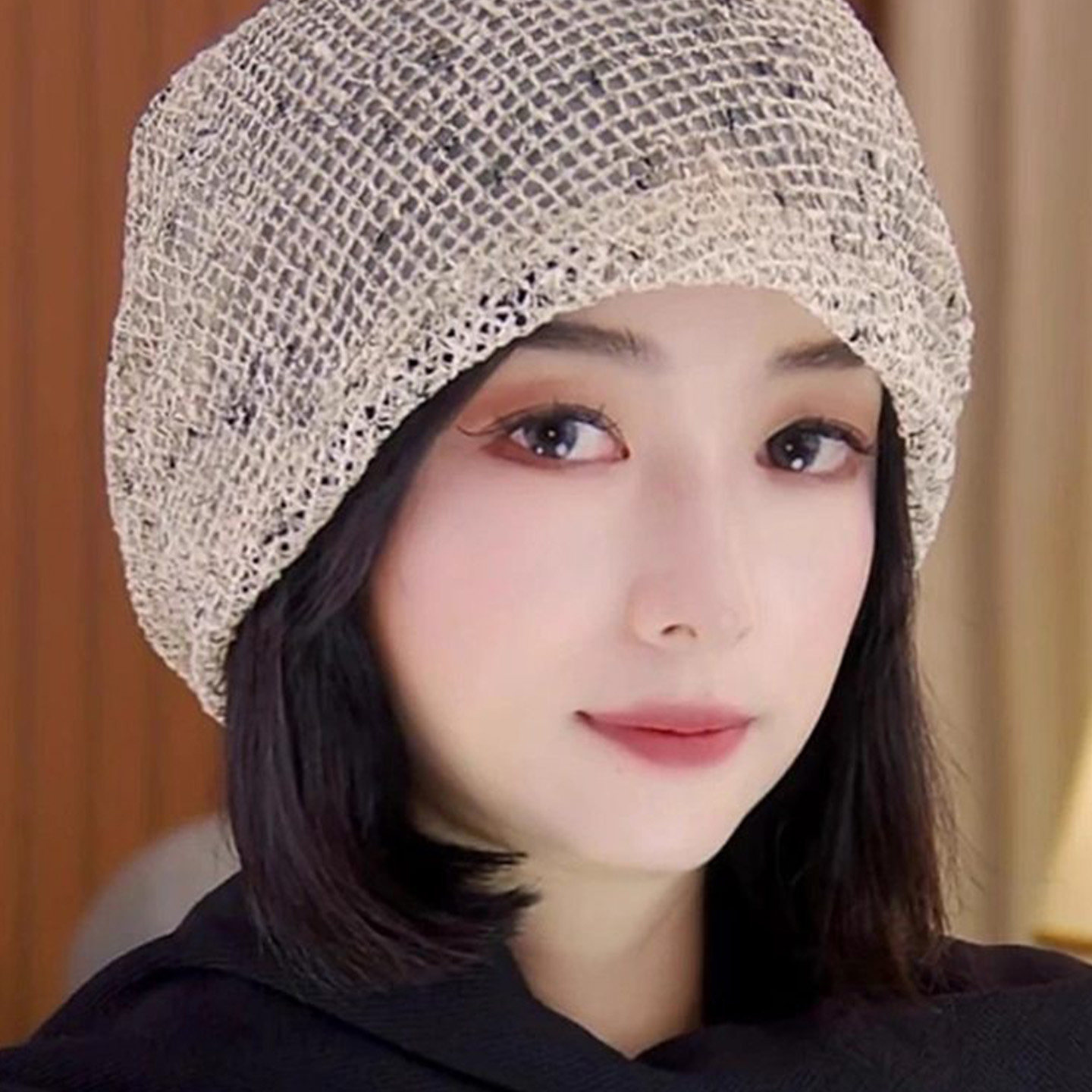 日系复古镂空透气堆堆帽子女春夏季薄款韩版百搭宽松显脸小包头帽