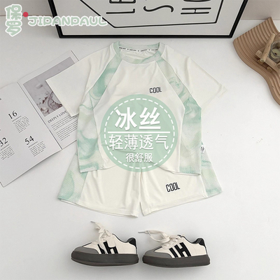 儿童夏季速干套装男童2025新运动两件套女童宝宝韩版休闲短袖短裤