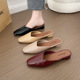 懒人包头半拖 女夏粗跟增高防滑水晶鞋 新款 跨境包头半拖外穿凉鞋