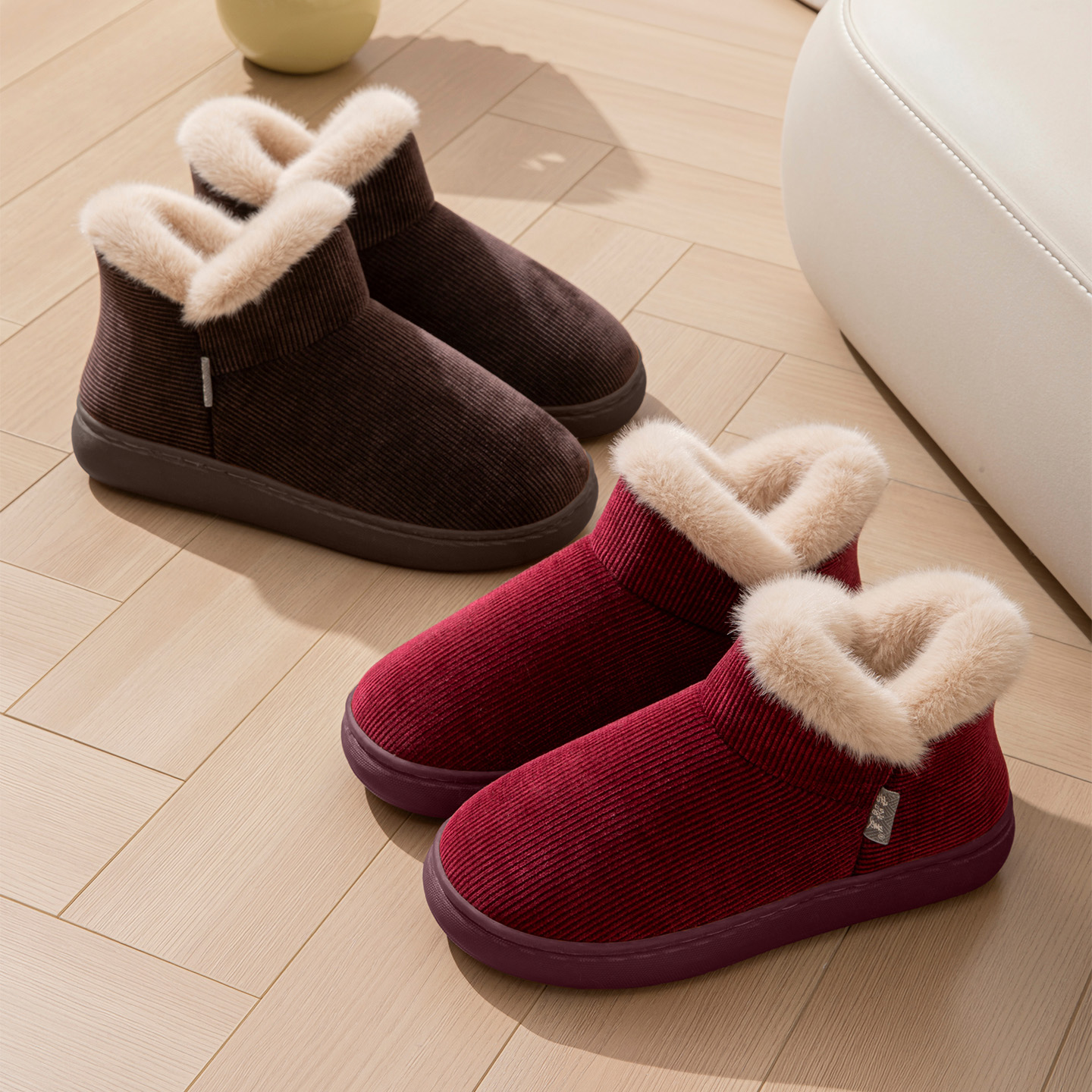 中老年人包跟棉拖鞋女冬季新款防滑室内外穿加绒保暖棉鞋毛毛鞋男