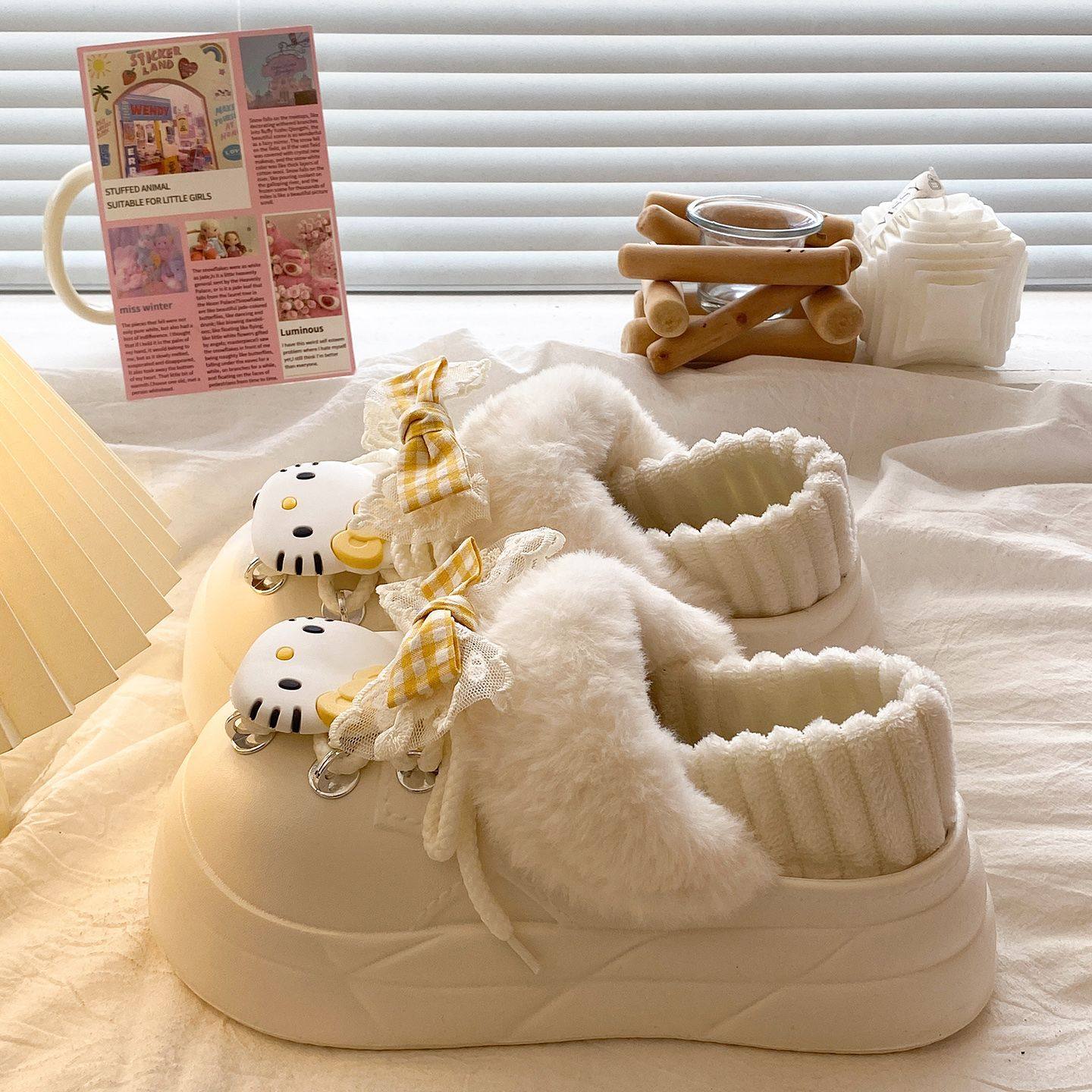 可拆卸棉洞洞鞋女秋冬加绒保暖外穿eva厚底甜美百搭减龄包头棉鞋