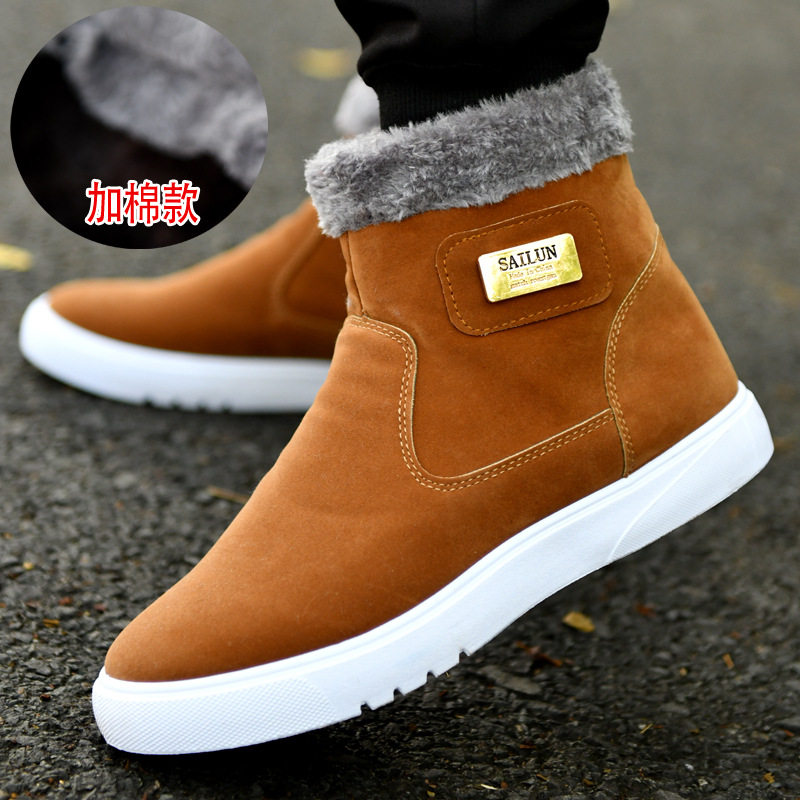 WINTER SNOW BOOTS MENS BOOTIES HIGH-TOP MENS SHOES COTTON SHOES THICKENED FLEECE WARM NON-SLIP COTTON BOOTS MID-TOP MARTIN BOOTS