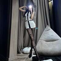 Pure desire bow, white stockings, female Lolita, JK cream white lace cutout stockings, sexy black silk pantyhose thumbnail 2