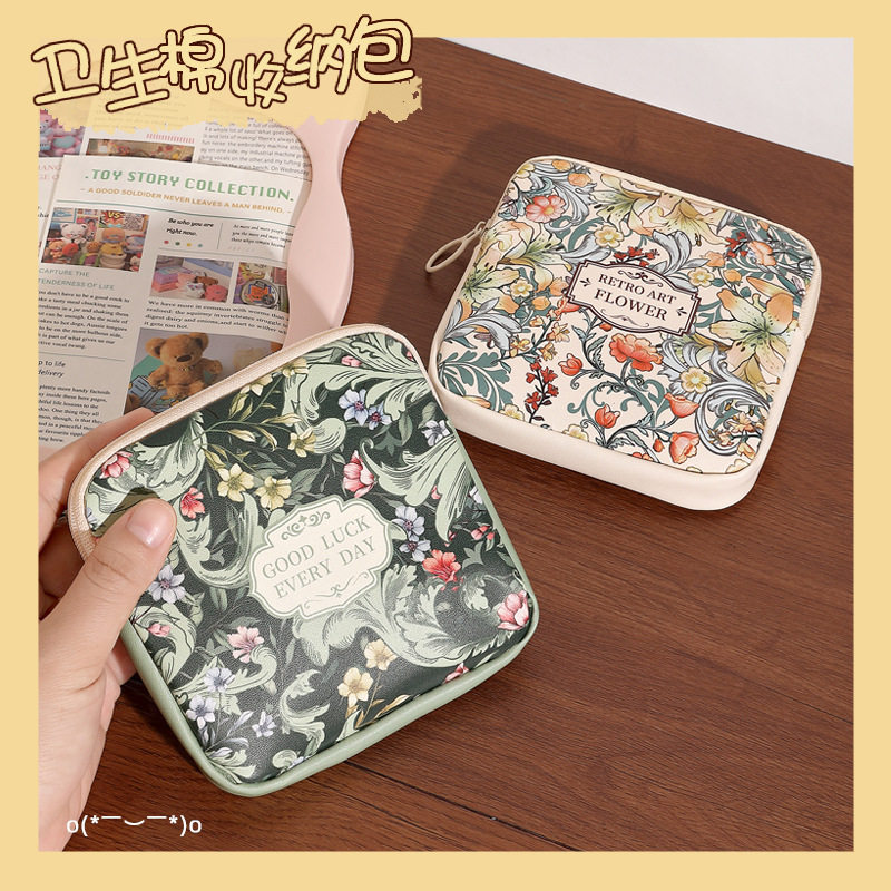 梵高油画随身零钱包耳机数据线收纳小包口红袋大容量便携月事包女